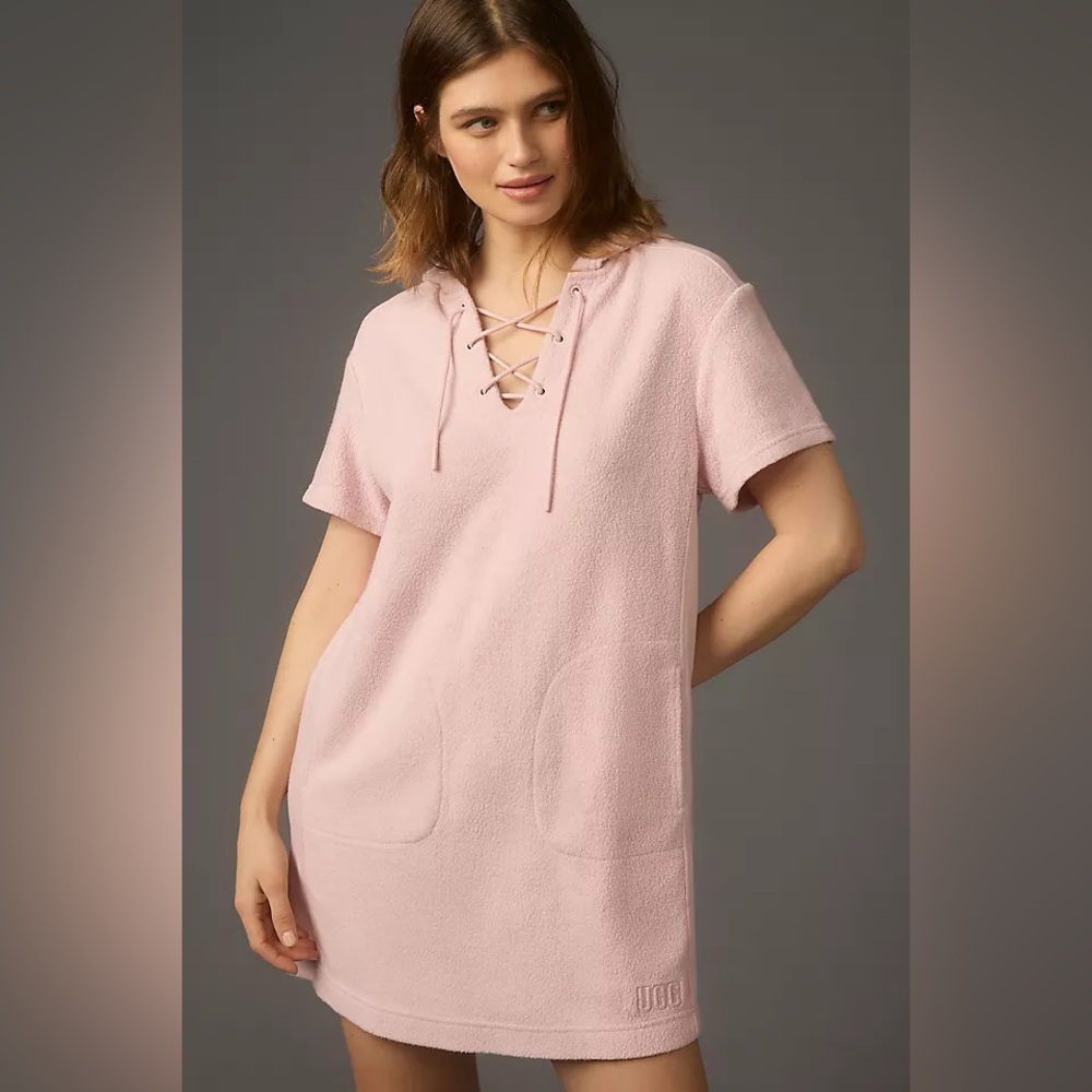 UGG Yasmine Short-Sleeve Mixed Hooded Dress NEW Size Small - Picture 10 of 11